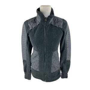 Lululemon Athletica 4 Full Zip Quilted Contrast Jacket Fleecy Keen Black‎ Thumb